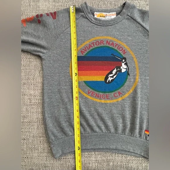 Aviator Nation 🌈 Grey Venice Logo Sweatshirt & Miami Logo Sweatpants Size Small - Picture 6 of 13